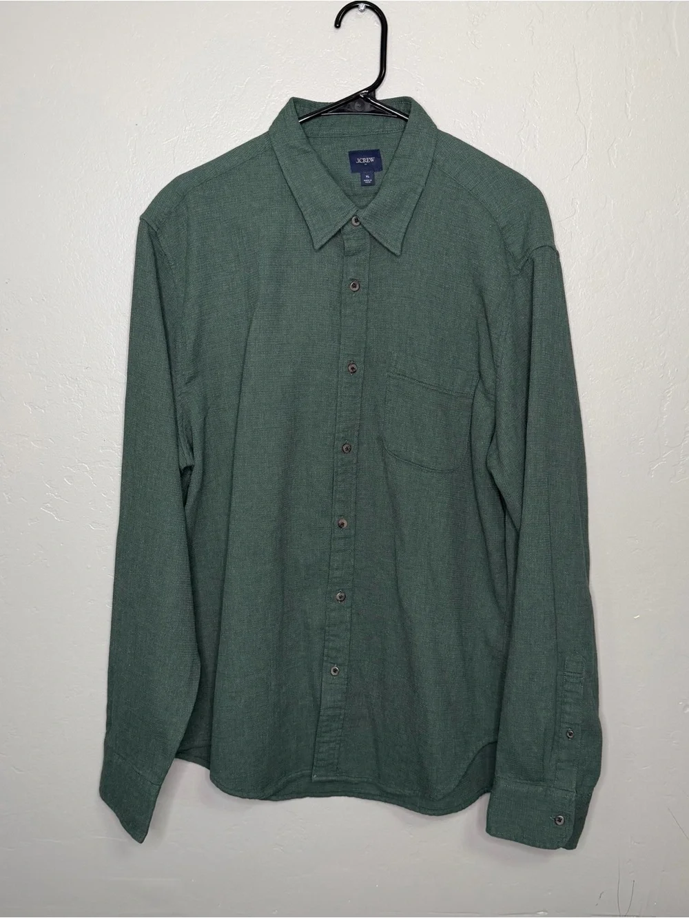 J Crew Heather Sanctuary Green Waffle Dobby Shirt SZ XL